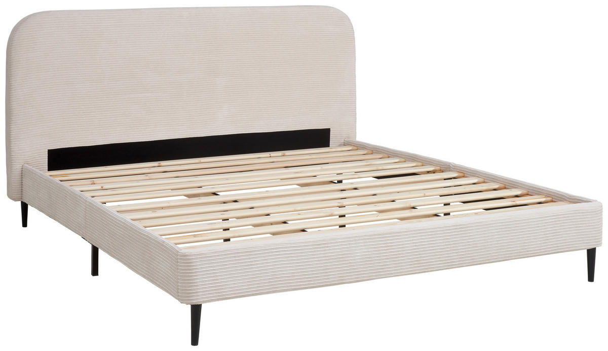 LIT REMBOURRÉ 180/200 cm  in Naturfarben  - Schwarz/Naturfarben, Modern, Holz/Textil (180/200cm) - Livetastic