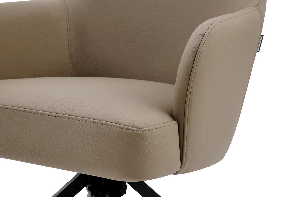 STOLICA S NASLONOM ZA RUKE  crna, taupe  drvo, metal, koža      - crna/taupe, Moderno, koža/drvo (57,5/83,5/63cm) - Livetastic