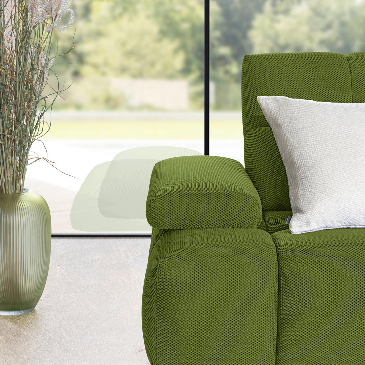 ECKSOFA in Struktur Grün  313/233 cm  - Schwarz/Grün, Design, Kunststoff/Textil (313/233cm) - Emilio Belluti