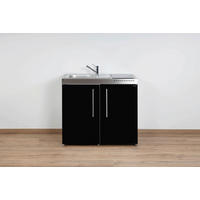 MINIKÜCHE  100/89/60 cm  in Schwarz  - Edelstahlfarben/Schwarz, Basics, Metall (100/89/60cm)