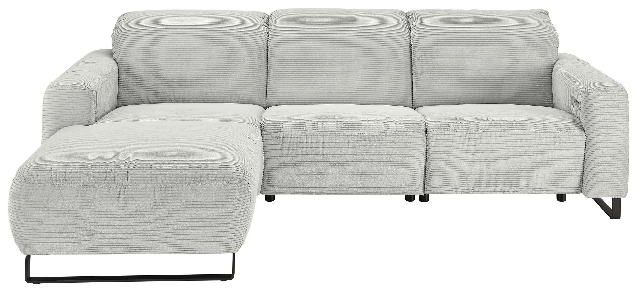 ECKSOFA Cord Hellgrau  - Hellgrau/Schwarz, Konventionell, Textil/Metall (180/266cm) - Hom`in