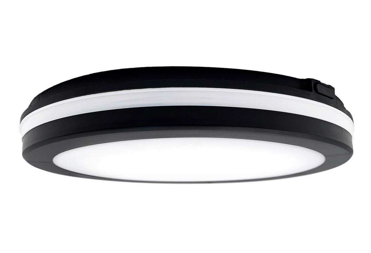 KOUPELNOVÉ STROPNÍ LED SVĚTLO, 30/30/5 cm  - černá, Basics, plast (30/30/5cm)