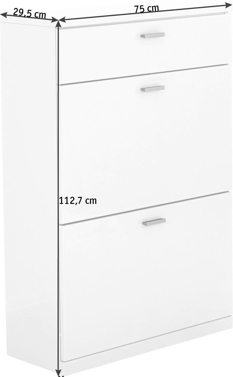 SCHUHKIPPER 75/112,7/29,5 cm  - Edelstahlfarben/Weiß, Design, Holzwerkstoff/Metall (75/112,7/29,5cm) - Invivus