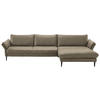 ECKSOFA in Echtleder Greige  - Greige/Schwarz, Design, Leder/Metall (334/172cm) - Hukla