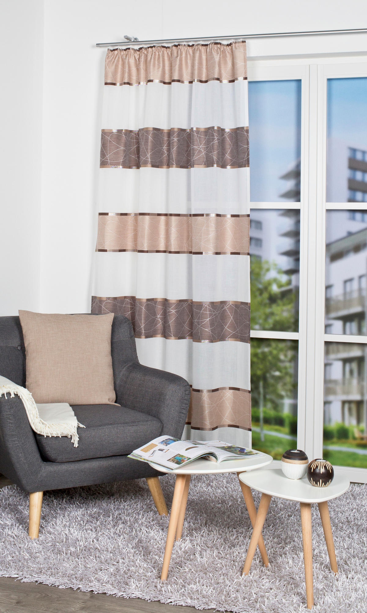 FERTIGVORHANG  blickdicht  140/245 cm   - Cappuccino, Design, Textil (140/245cm)