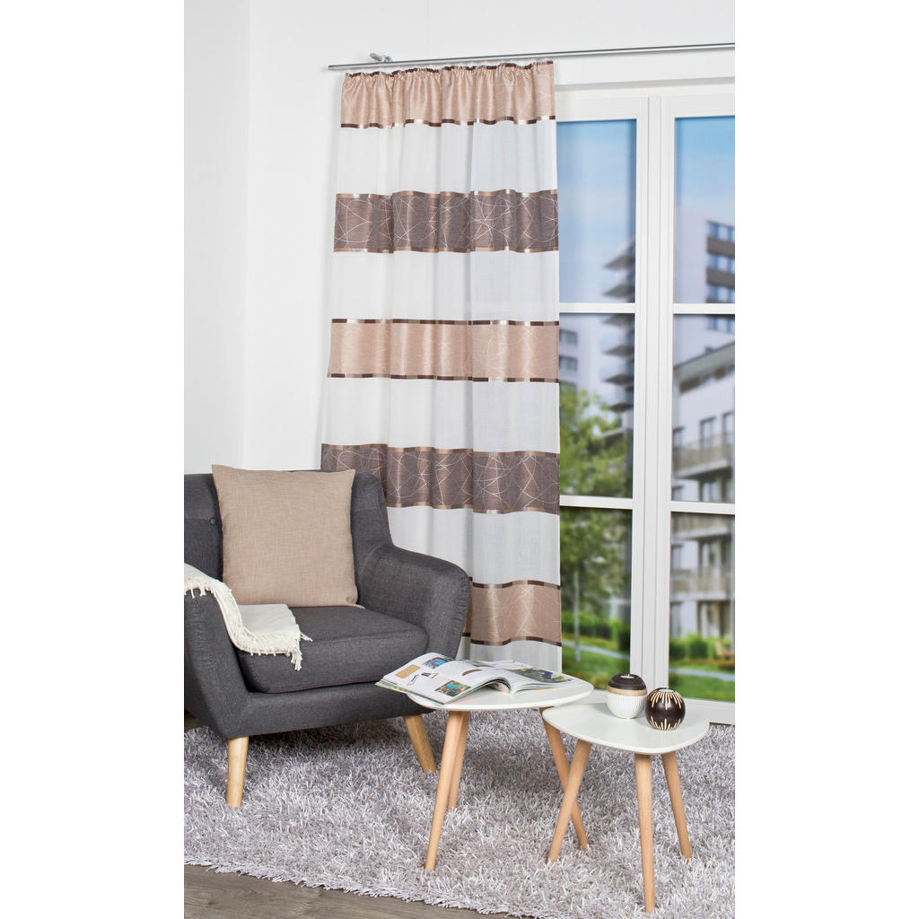 Thumbnail - Fertigvorhang Walter, Cappuccino, Textil, Streifen, 140x245 cm, Wohntextilien, Gardinen & Vorhänge, Fertiggardinen, Fert...