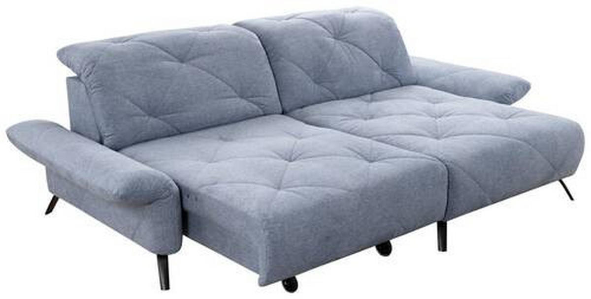 ECKSOFA in Webstoff Blau  - Blau/Schwarz, Design, Textil/Metall (244/173cm) - Moderano