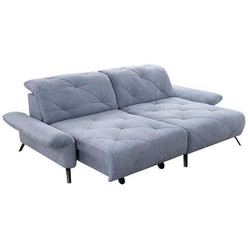 Thumbnail - Moderano Ecksofa Beach, Blau, Textil, 2-Sitzer, Ottomane rechts, L-Form, 244x173 cm, Lederauswahl, Stoffauswahl, Rücken ...