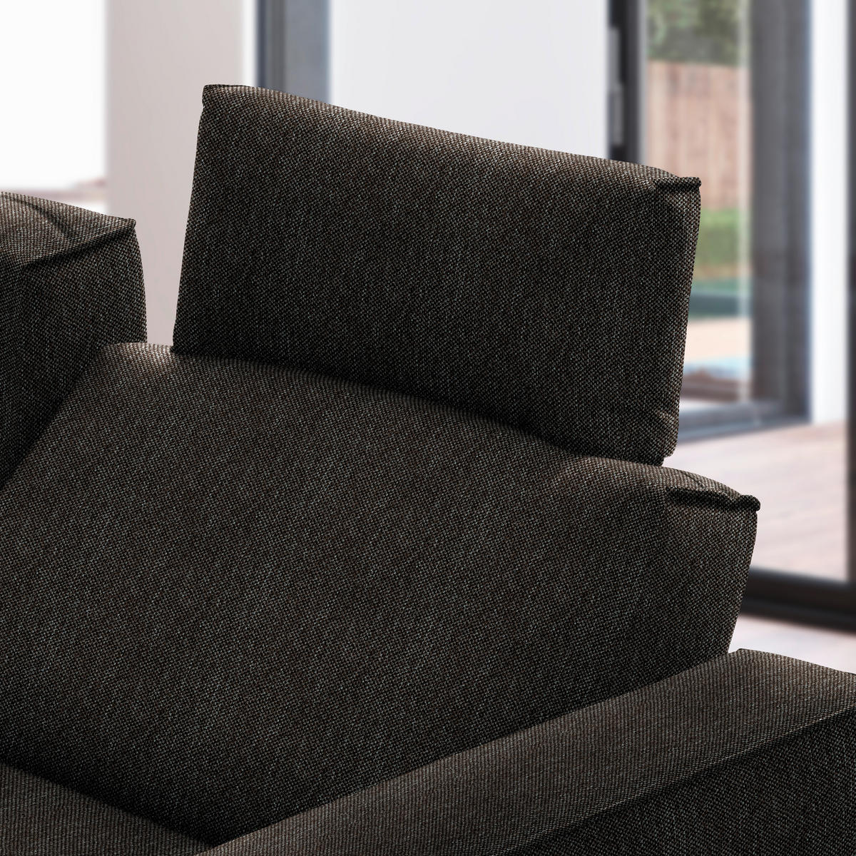ECKSOFA in Flachgewebe Dunkelbraun  - Dunkelbraun/Schwarz, Design, Textil/Metall (210/260cm) - Johann Jakob