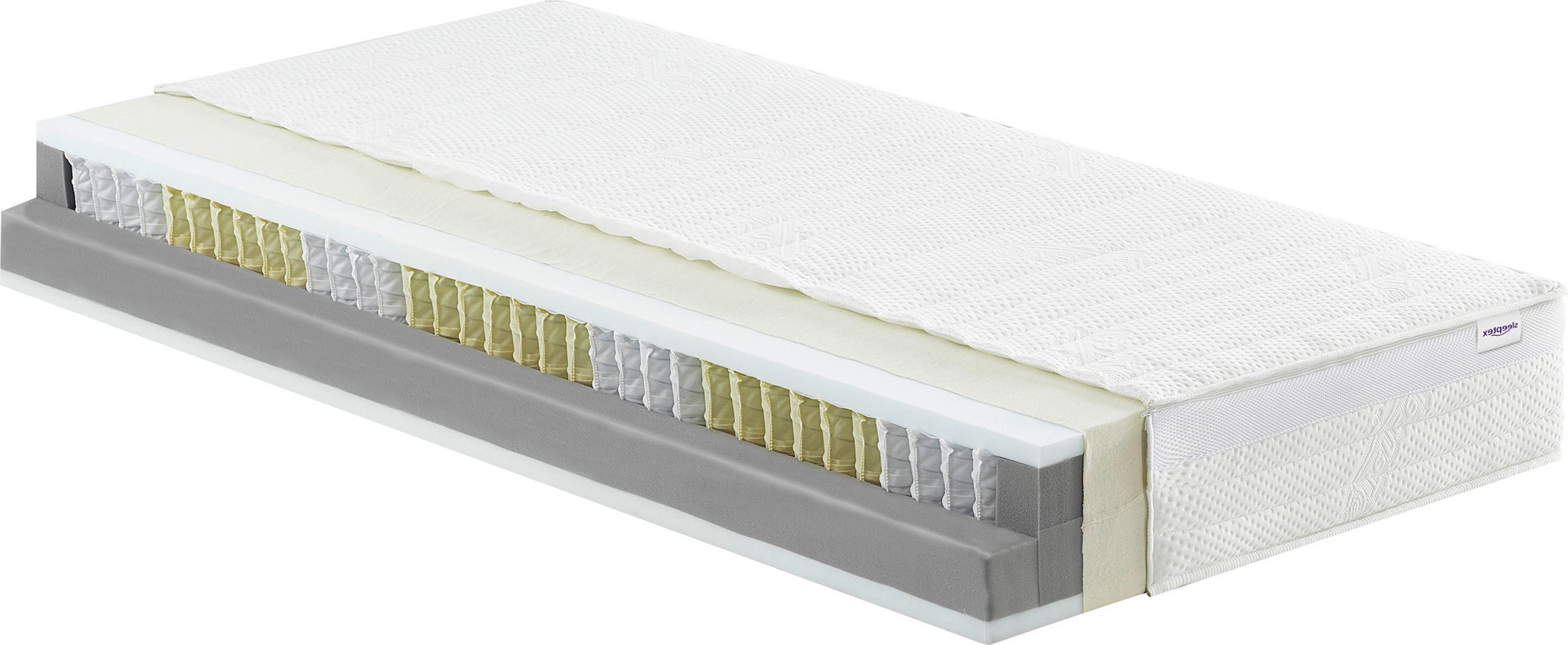 TASCHENFEDERKERNMATRATZE 100/200 cm H4 = sehr fest  - Weiss, Konventionell, Textil (100/200cm) - Sleeptex