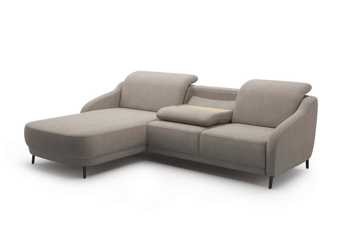 ECKSOFA in Mikrofaser Haselnussfarben  - Schwarz/Haselnussfarben, Modern, Textil/Metall (191/271cm) - Sit & More