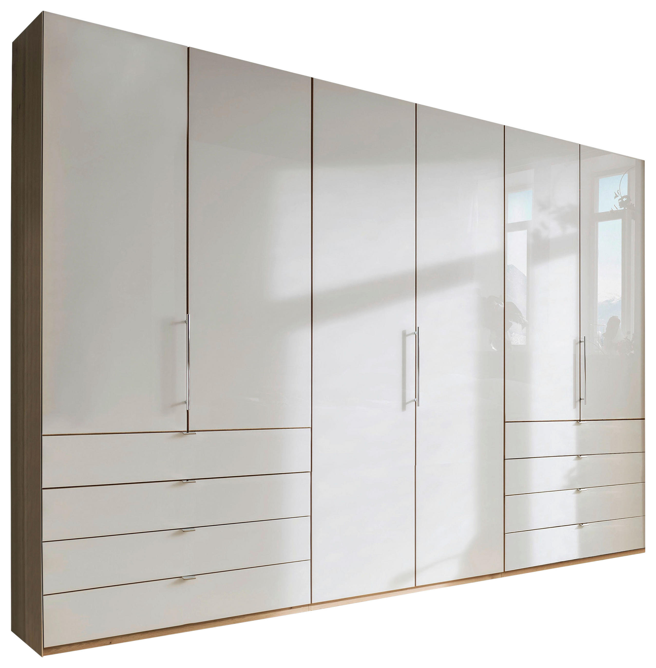FALTTÜRENSCHRANK 300/236/58 cm 3-türig Eichefarben, Champagner  - Chromfarben/Champagner, KONVENTIONELL, Glas/Holzwerkstoff (300/236/58cm) - Venda