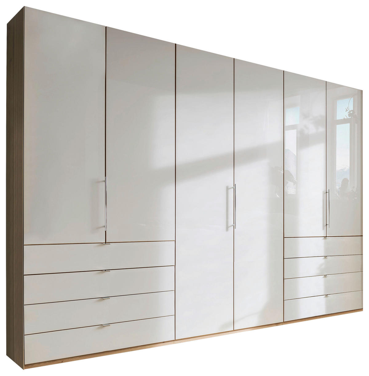 FALTTÜRENSCHRANK 300/236/58 cm 3-türig Eichefarben, Champagner  - Chromfarben/Champagner, KONVENTIONELL, Glas/Holzwerkstoff (300/236/58cm) - Venda