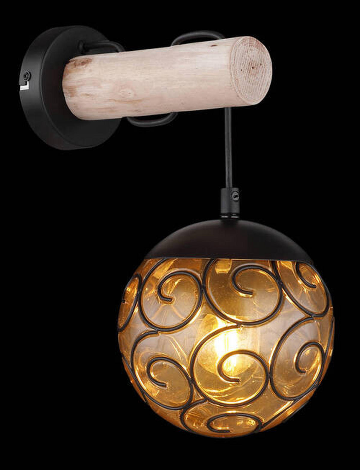 STENSKA SVETILKA  Maxi ///230 V/E27 - črna/naravne barve, Konvencionalno, kovina/umetna masa (15/24,5/36cm) - Globo