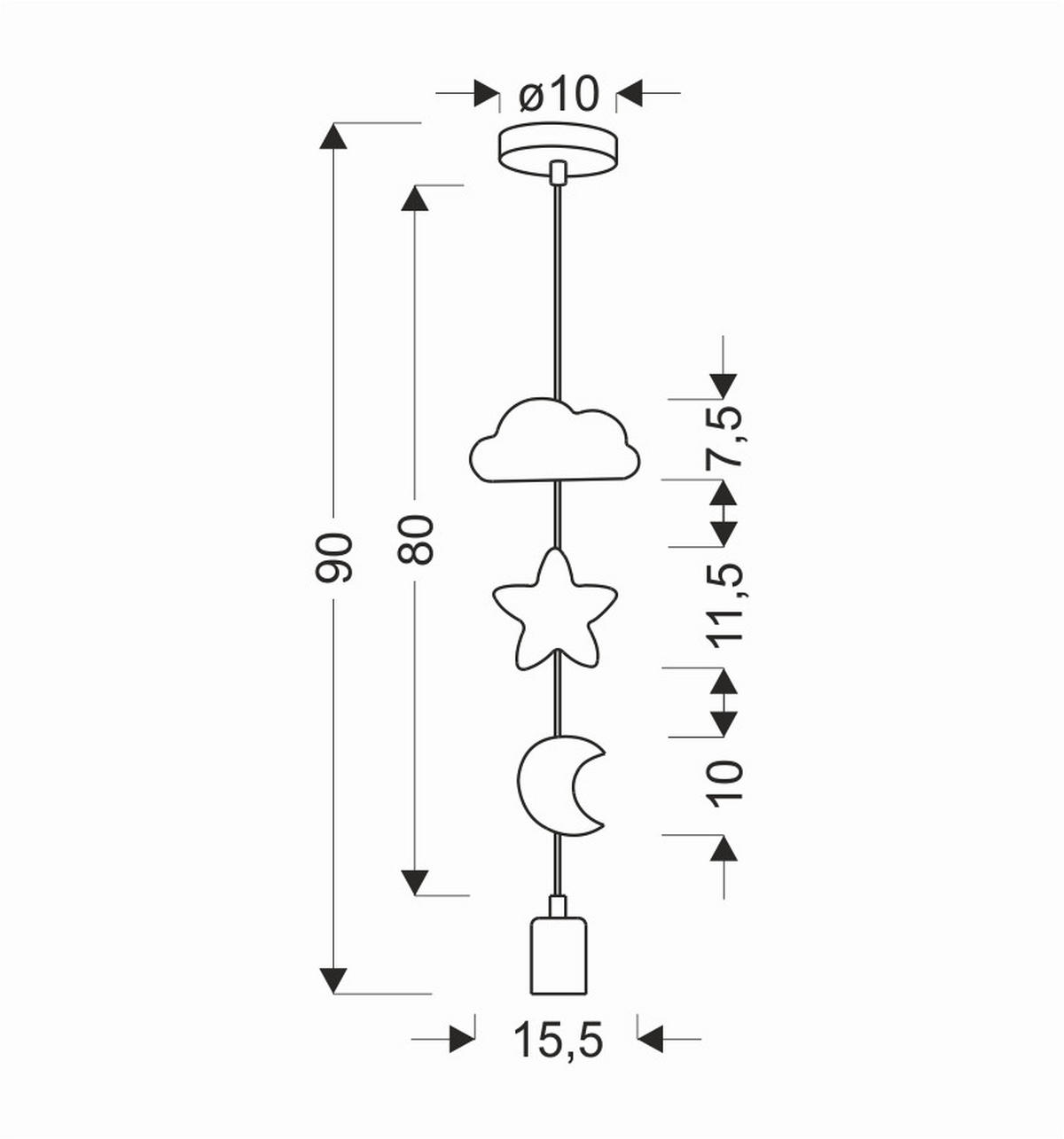 HÄNGLAMPA FÖR BARN Single 15.5/10/90 cm  - multicolor, Basics, metall/trämaterial (15.5/10/90cm)