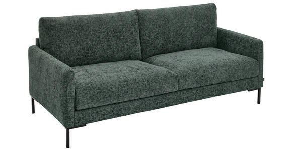 3-SITZER-SOFA in Webstoff Dunkelgrün  - Dunkelgrün/Schwarz, KONVENTIONELL, Textil/Metall (196/78/90cm) - Hom`in