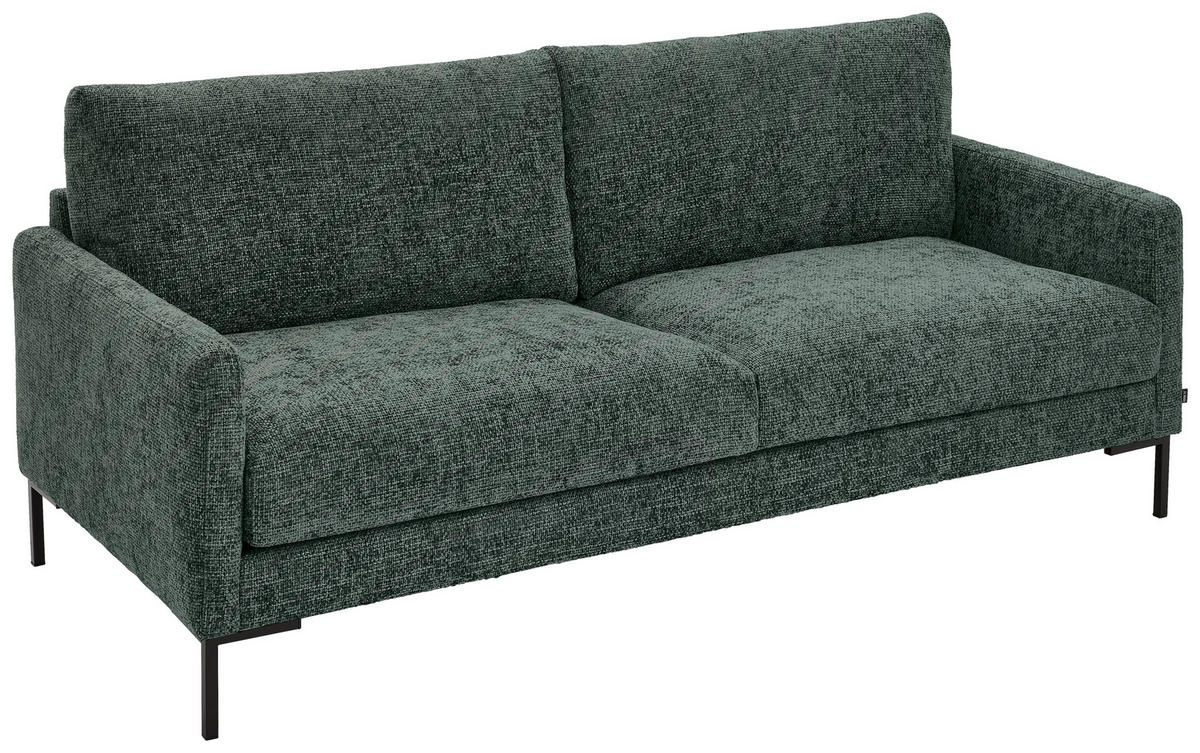 3-SITZER-SOFA Webstoff Dunkelgrün  - Dunkelgrün/Schwarz, KONVENTIONELL, Textil/Metall (196/78/90cm) - Hom`in
