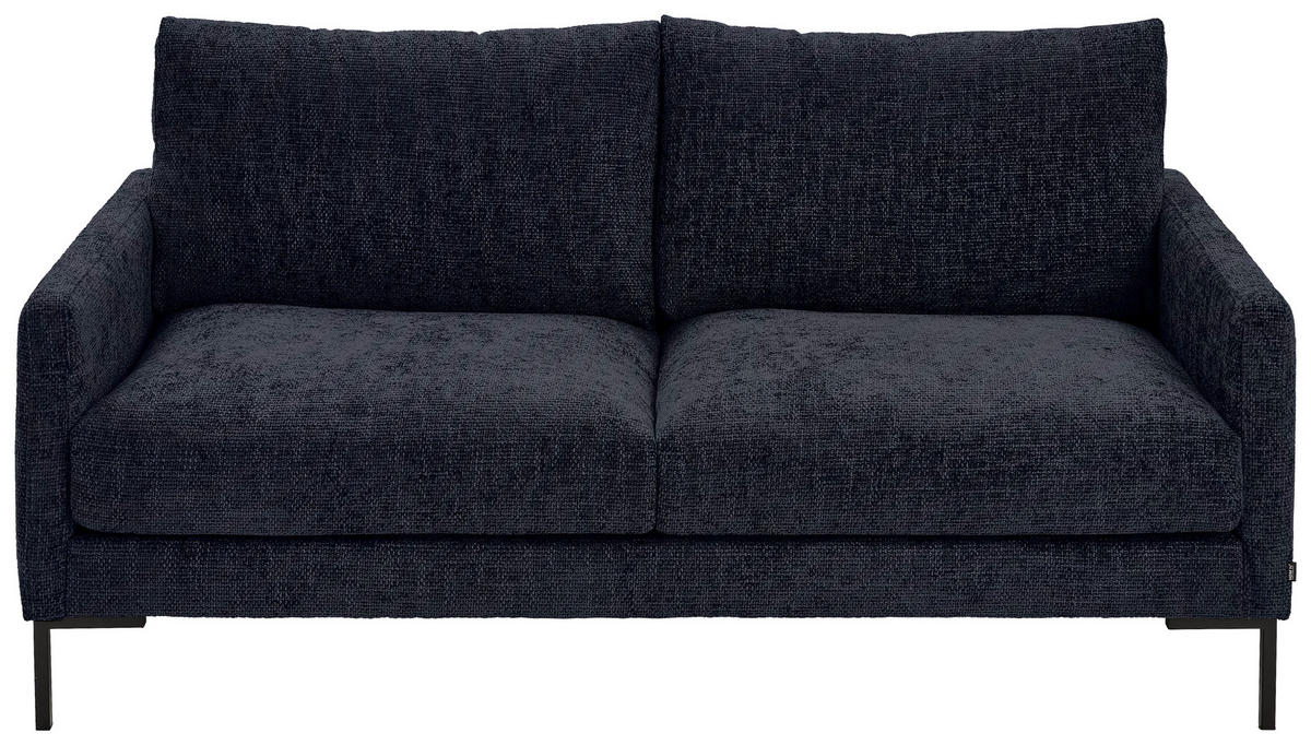 2,5-SITZER Webstoff Dunkelblau  - Schwarz/Dunkelblau, KONVENTIONELL, Textil/Metall (176/78/90cm) - Hom`in