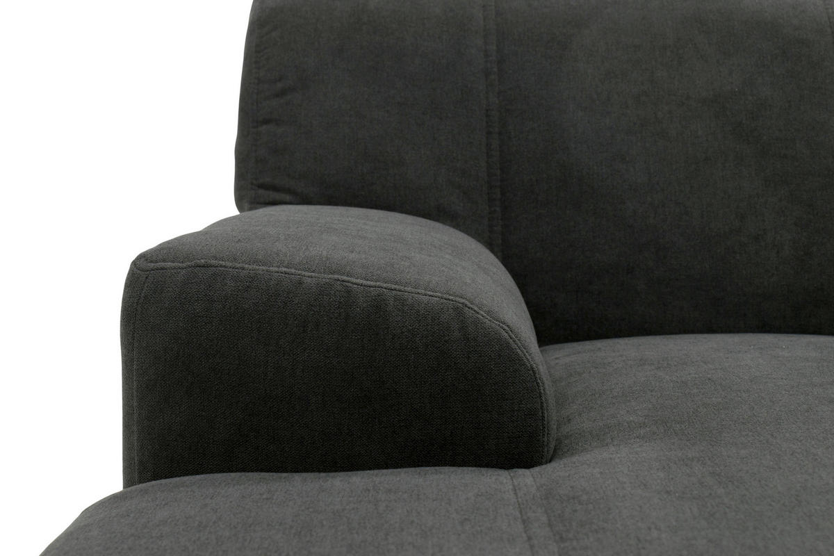 ECKSOFA CAPRI Schwarz Mikrofaser  - Chromfarben/Schwarz, KONVENTIONELL, Textil/Metall (152/239cm) - MID.YOU