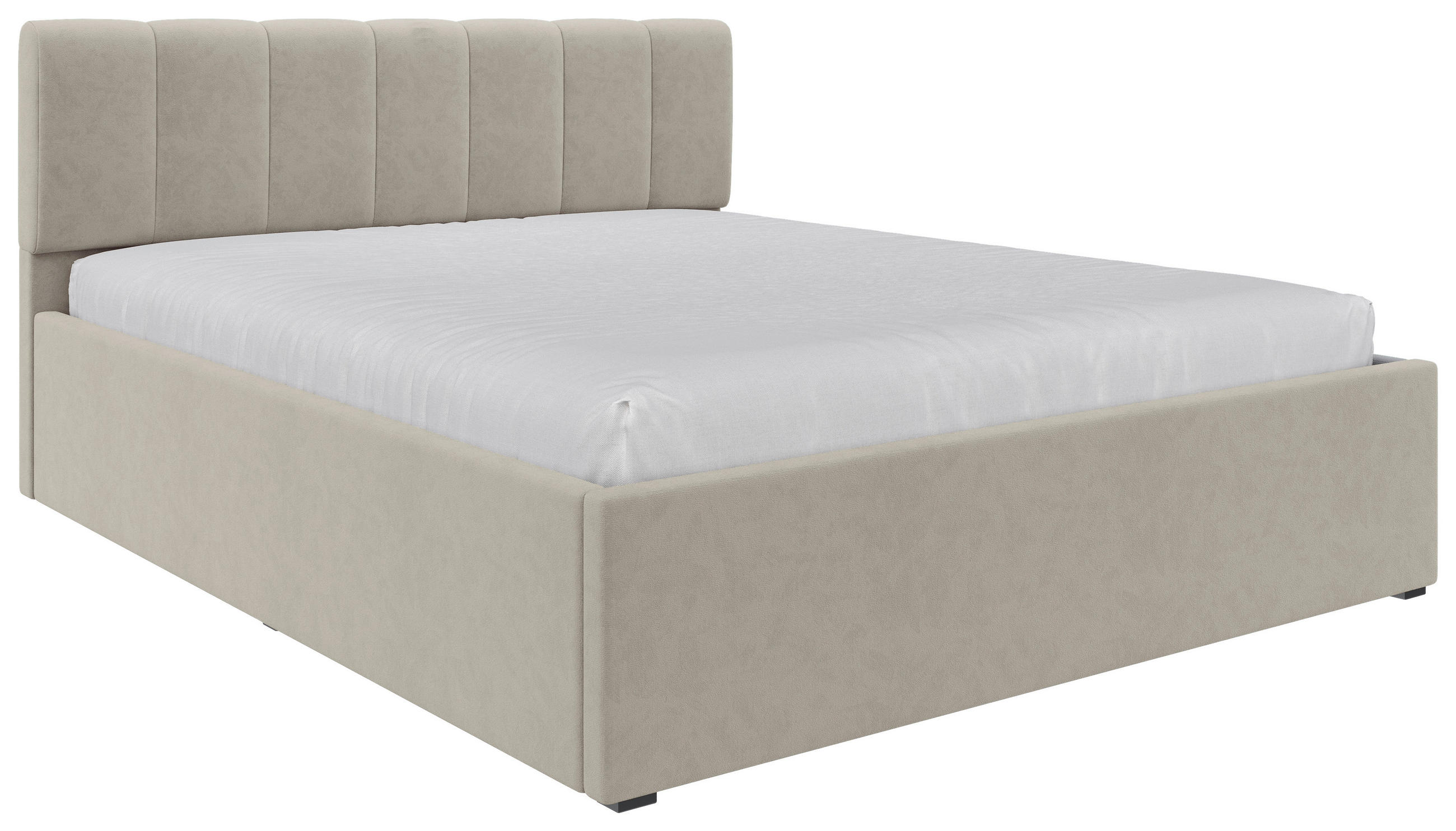 POLSTERBETT 160/200 cm  Beige  - Beige/Schwarz, Design, Holz/Kunststoff (160/200cm) - Stylife