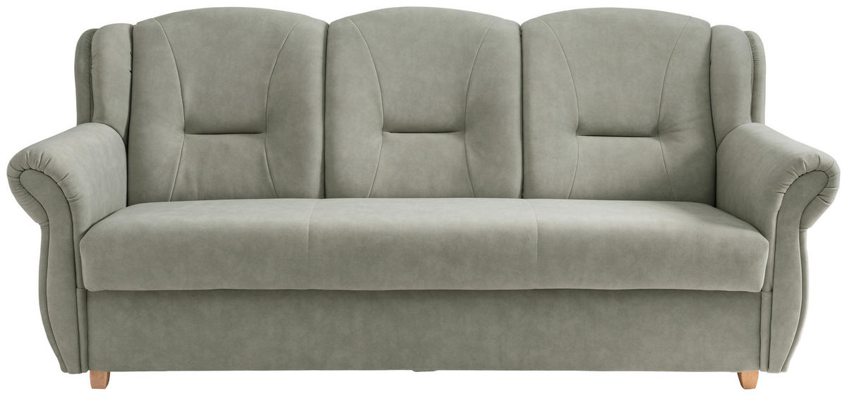 3-SITZER-SOFA Mikrofaser Grün  - Wildeiche/Grün, Konventionell, Holz/Textil (220/98/90cm) - Livetastic