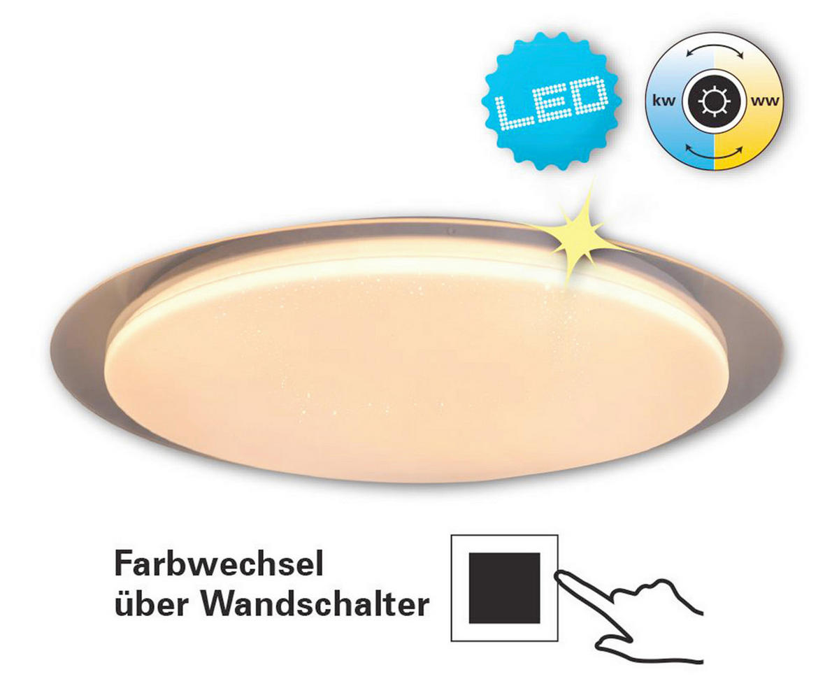 LED-DECKENLEUCHTE Locarno 46/7 cm   - Klar/Weiß, Basics, Kunststoff/Metall (46/7cm) - Näve