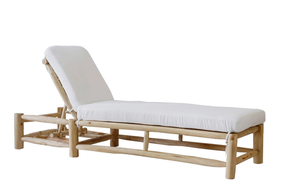 GARTENLIEGE 200/44/80 cm  - Naturfarben/Weiß, Design, Holz/Textil (200/44/80cm) - Livetastic