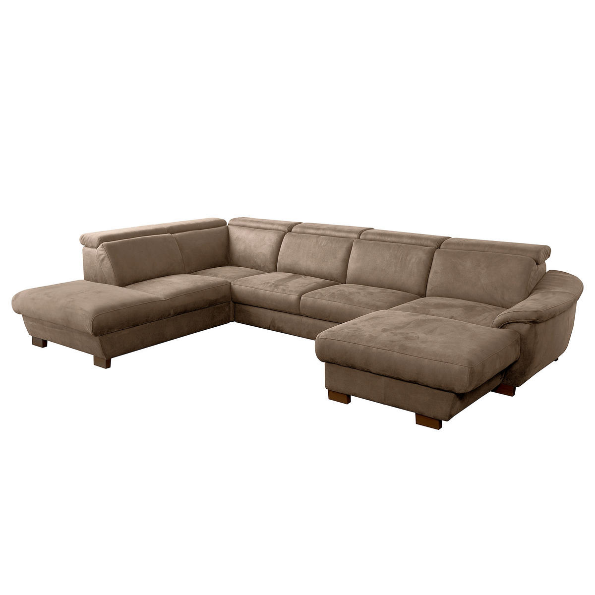 WOHNLANDSCHAFT Mikrofaser Braun  - Wengefarben/Braun, Design, Holz/Textil (273/347/238cm) - Livetastic
