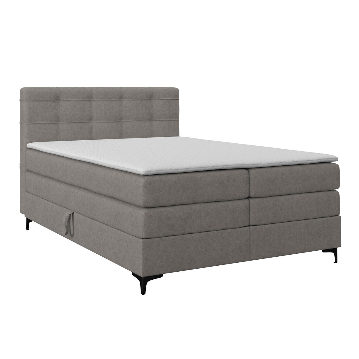 BOXSPRINGBETT 140/200 cm,  in Taupe, H3 = fest  - Taupe/Schwarz, KONVENTIONELL, Kunststoff/Textil (140/200cm)
