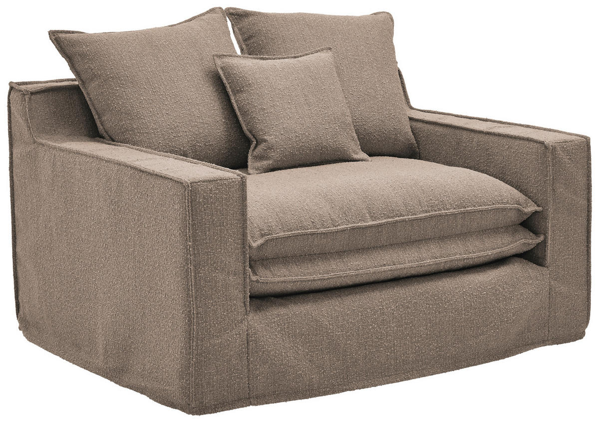 SESSEL Bouclé Braun    - Schwarz/Braun, Trend, Kunststoff/Textil (129/92/105cm) - Livetastic