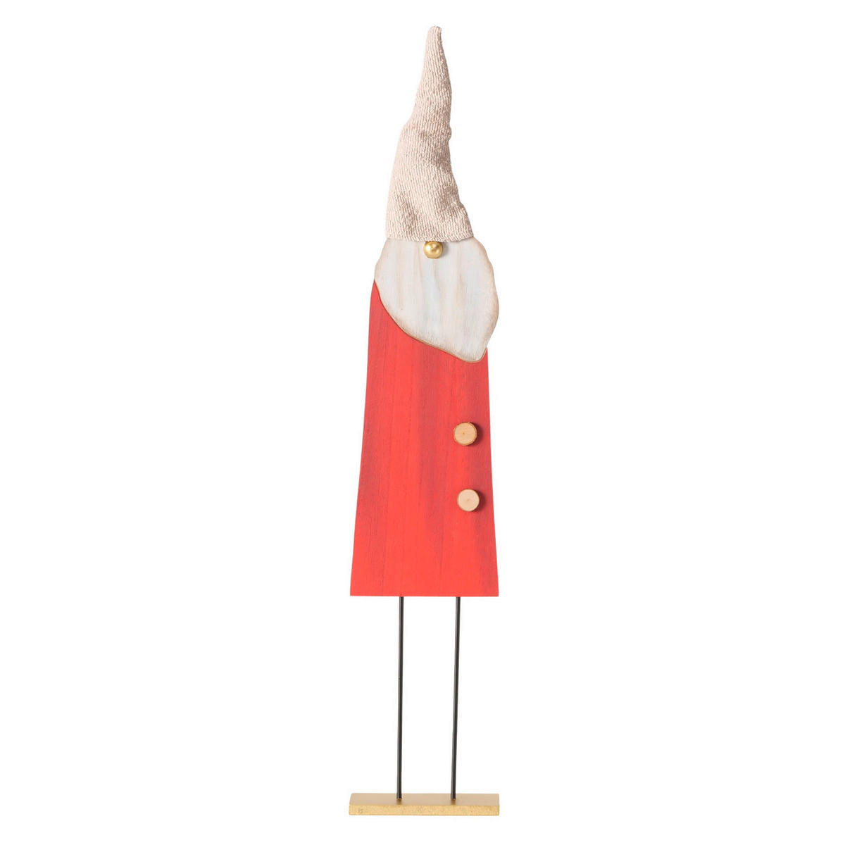 VÁNOČNÍ FIGURKA - béžová/červená, Basics, dřevo/textil (17/6,5/90cm)