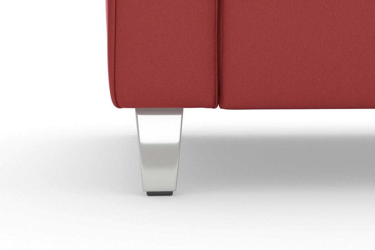 3-SITZER-SOFA ARNGAST E Echtleder Rot  - Chromfarben/Rot, Basics, Leder/Metall (186/84/93cm) - Sit & More