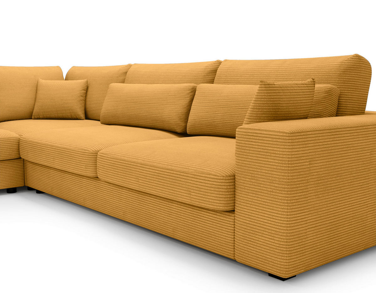 ECKSOFA in Cord Gelb  - Gelb/Schwarz, Konventionell, Kunststoff/Textil (250/314cm) - Carryhome