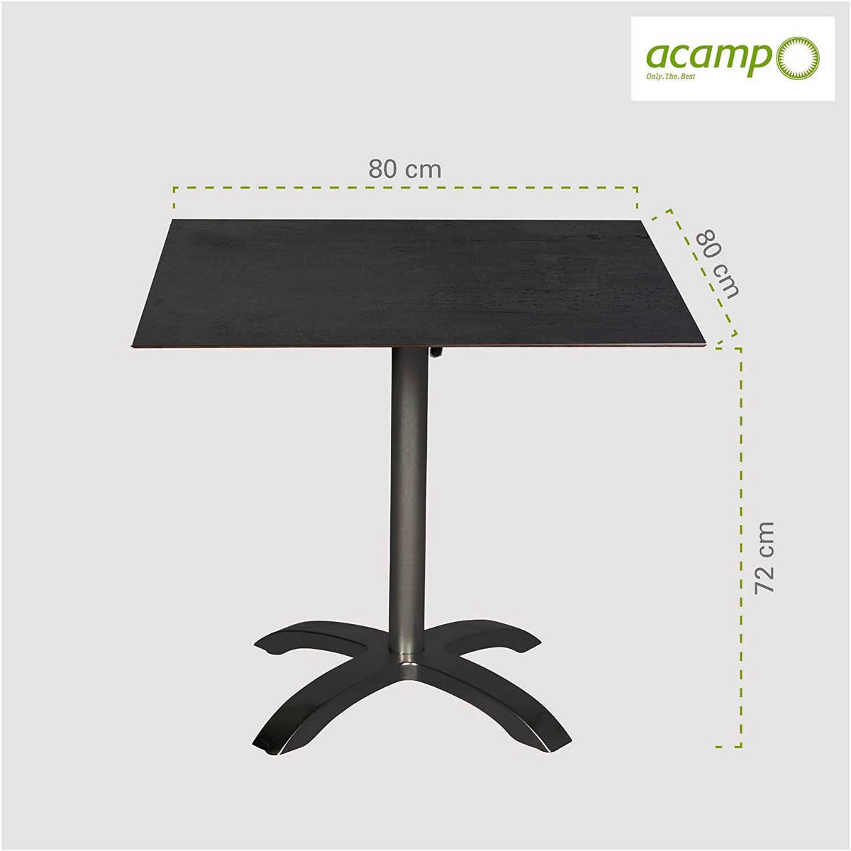 TABLE DE JARDIN PLIANTE 80/80/72 cm métal, matériau de bois anthracite quadratique  - anthracite, Basics, métal/matériau de bois (80/80/72cm) - Gardenson