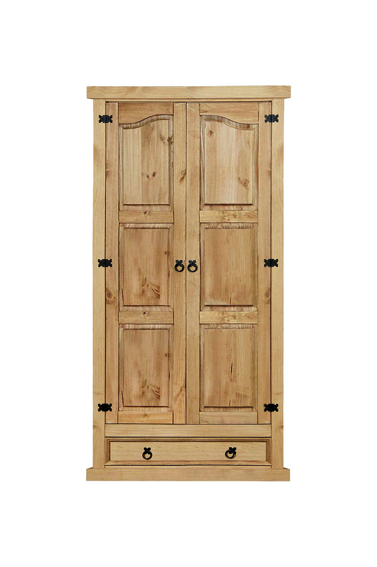 DREHTÜRENSCHRANK  in Honig  - Schwarz/Honig, Natur, Holz/Metall (102/205/56cm) - Livetastic
