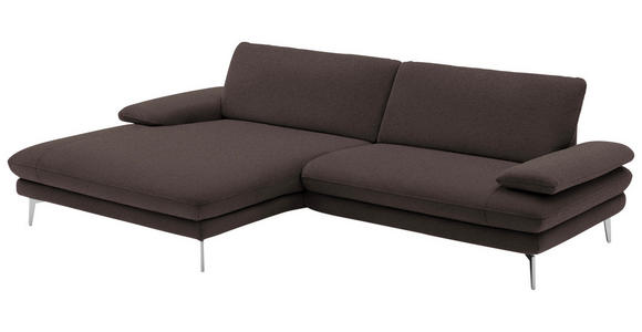 ECKSOFA in Webstoff Dunkelbraun  - Dunkelbraun/Schwarz, Design, Textil/Metall (184/284cm) - Dieter Knoll