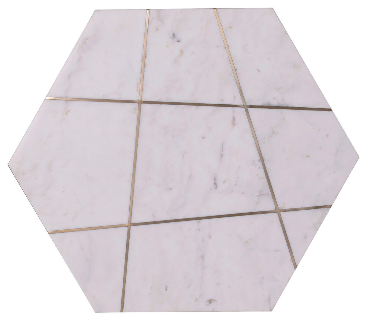 BEISTELLTISCH in Metall, Stein 60/51/50 cm  - Weiss/Goldfarben, Design, Stein/Metall (60/51/50cm)