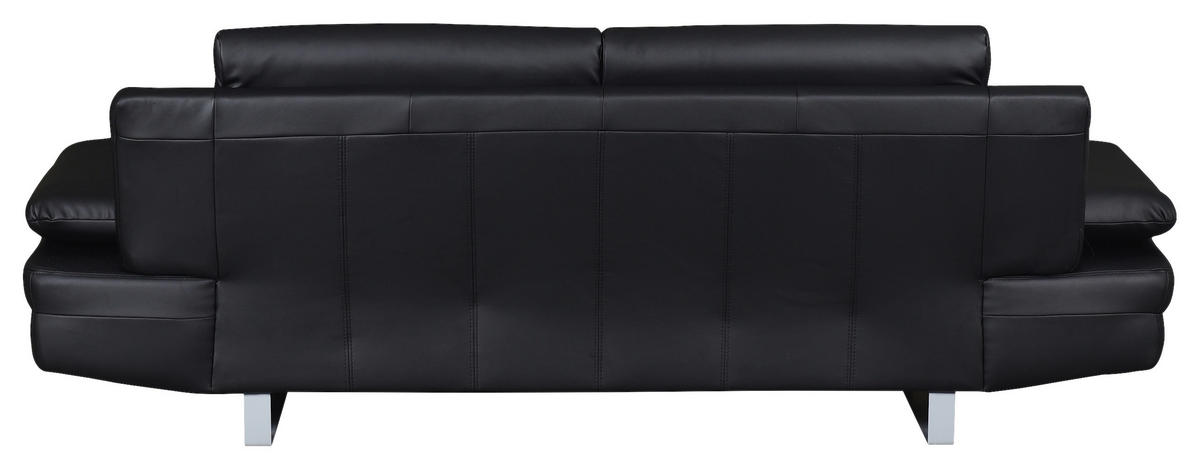 3-SITZER-SOFA in Lederlook Schwarz  - Schwarz/Grau, Design, Textil/Metall (218/78/88cm) - MID.YOU
