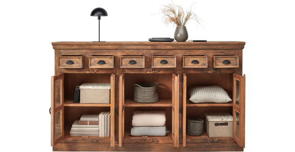SIDEBOARD in 210/120/45 cm - Braun, Trend, Glas/Holz (210/120/45cm) - Ambia Home