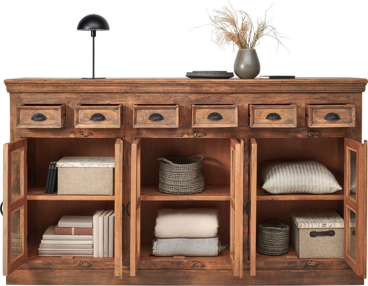 SIDEBOARD Braun  210/120/45 cm  - Braun, Trend, Glas/Holz (210/120/45cm) - Ambia Home