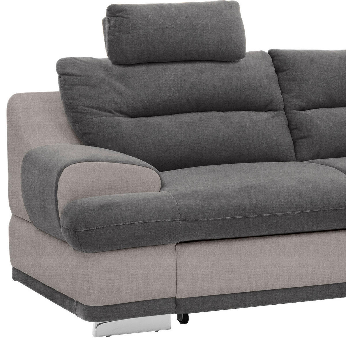 ECKSOFA Anthrazit, Hellgrau Velours  - Chromfarben/Anthrazit, KONVENTIONELL, Textil/Metall (264/217cm) - MID.YOU