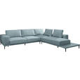 ECKSOFA  in Leinwand Hellblau  318/271 cm  - Schwarz/Hellblau, Design, Textil/Metall (318/271cm) - Belluti