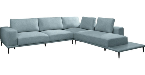 ECKSOFA  in Leinwand Hellblau  318/271 cm  - Schwarz/Hellblau, Design, Textil/Metall (318/271cm) - Belluti