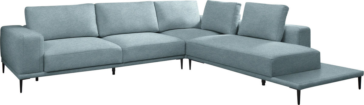 ECKSOFA  in Leinwand Hellblau  318/271 cm  - Schwarz/Hellblau, Design, Textil/Metall (318/271cm) - Belluti