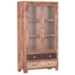 VITRINE  in massiv Akazie, Mangoholz Multicolor, Naturfarben  - Messingfarben/Multicolor, Design, Glas/Holz (100/180/40cm) - Landscape
