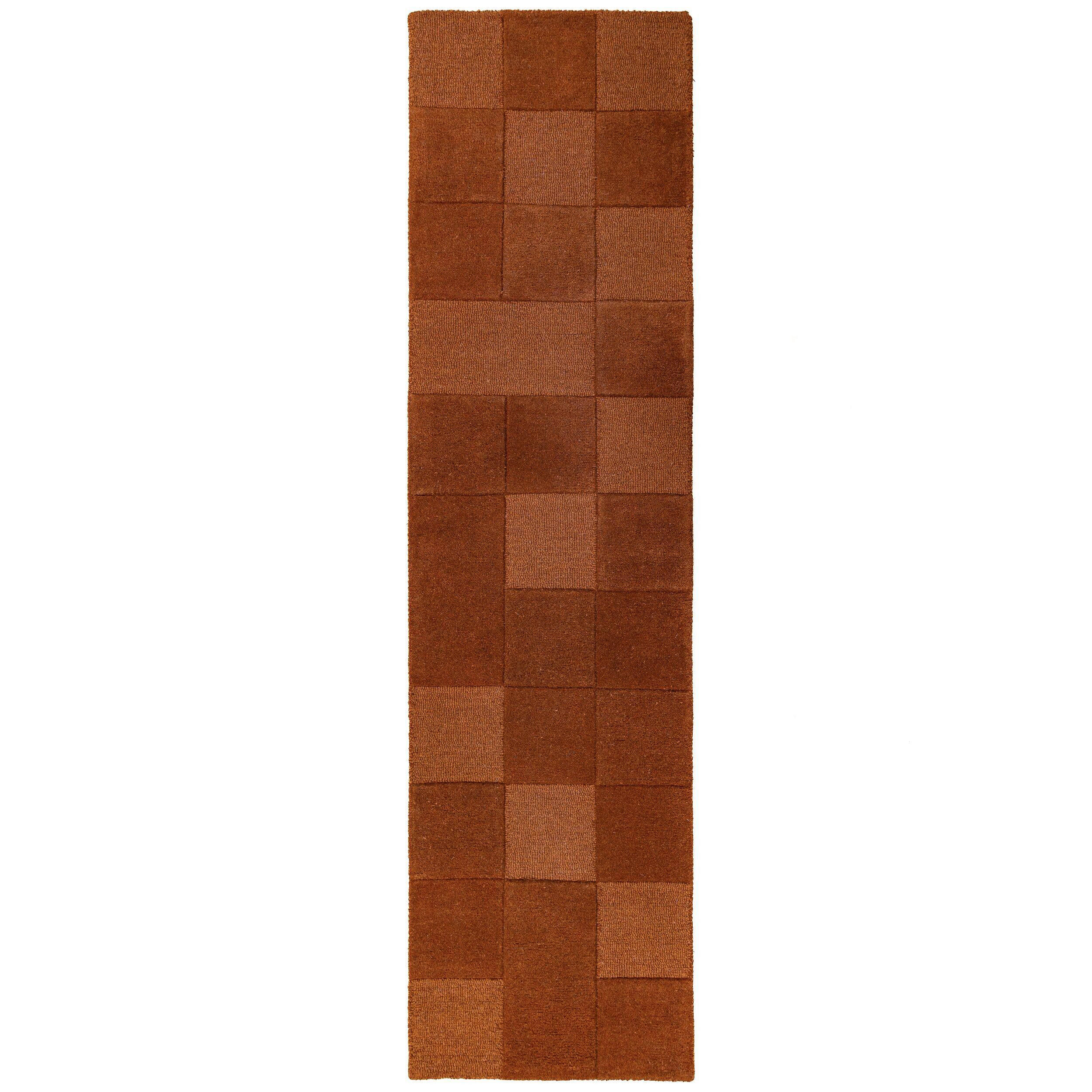 WOLLTEPPICH 60/230 cm Checkerboard Terracotta  - Terracotta, Basics, Textil (60/230cm) - Flair Rugs