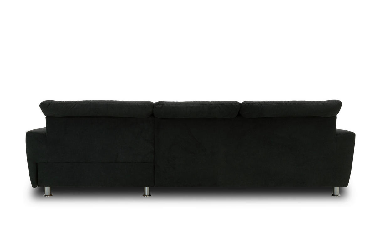 ECKSOFA MERIDIAN Schwarz Mikrofaser  - Chromfarben/Schwarz, KONVENTIONELL, Textil/Metall (278/171cm) - MID.YOU
