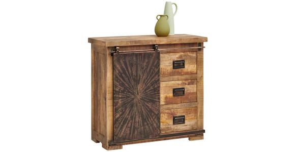 KOMMODE , 90/85/40 cm, 3 Schublade(n)  - Schwarz/Naturfarben, Trend, Holz/Metall (90/85/40cm) - Landscape