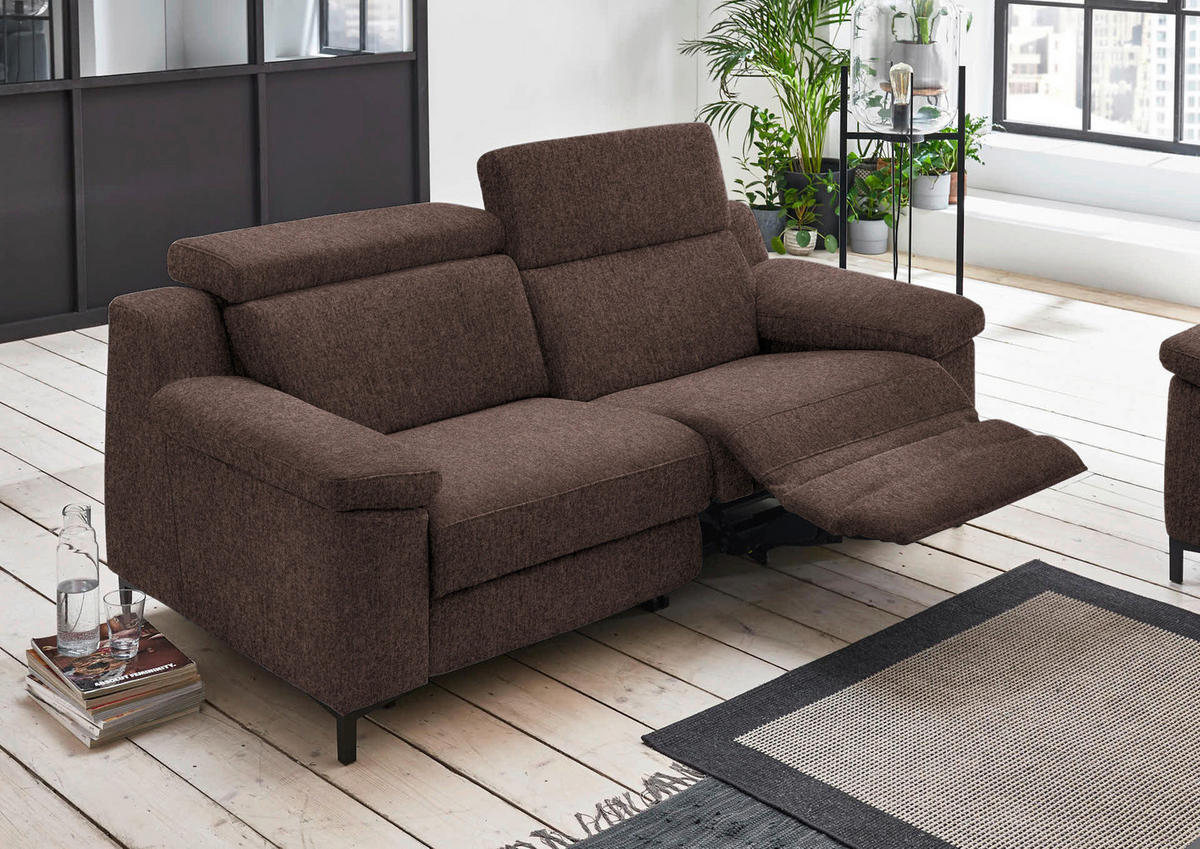 2,5-SITZER in Chenille Dunkelbraun  - Dunkelbraun/Schwarz, Design, Textil/Metall (188/84-104/104cm) - Valdera