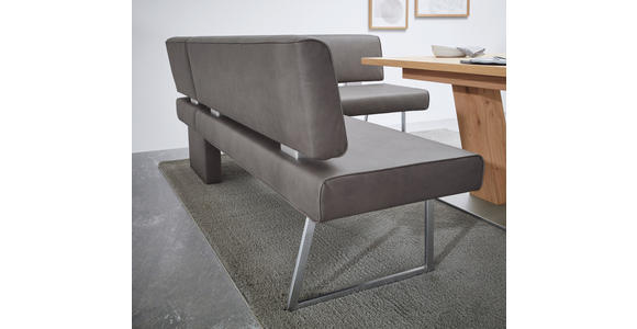 ECKBANK 137/208 cm  in Braun, Edelstahlfarben  - Edelstahlfarben/Braun, Design, Textil/Metall (137/208cm) - Dieter Knoll